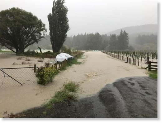 Surface flooding has hit the area north of Napier hard.