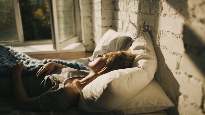 sleeping in bed light