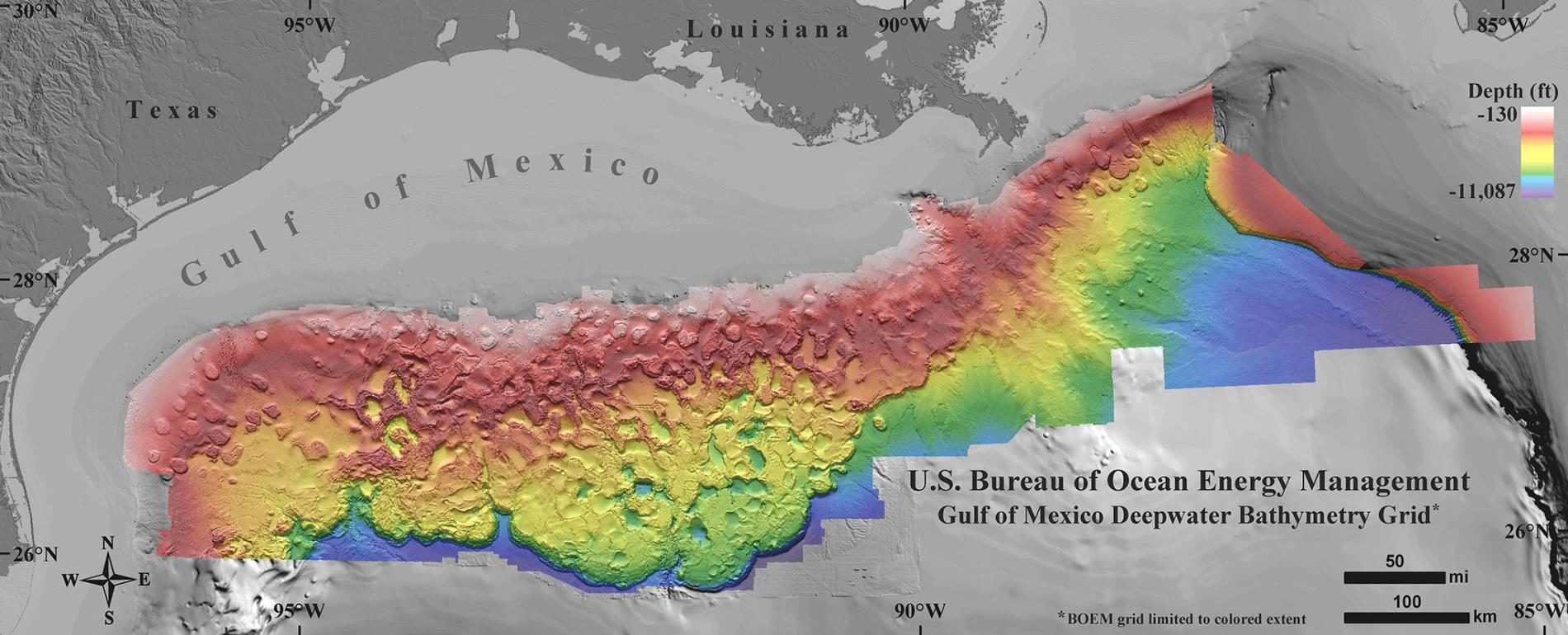 high-resolution map floor of the Gulf of Mexico