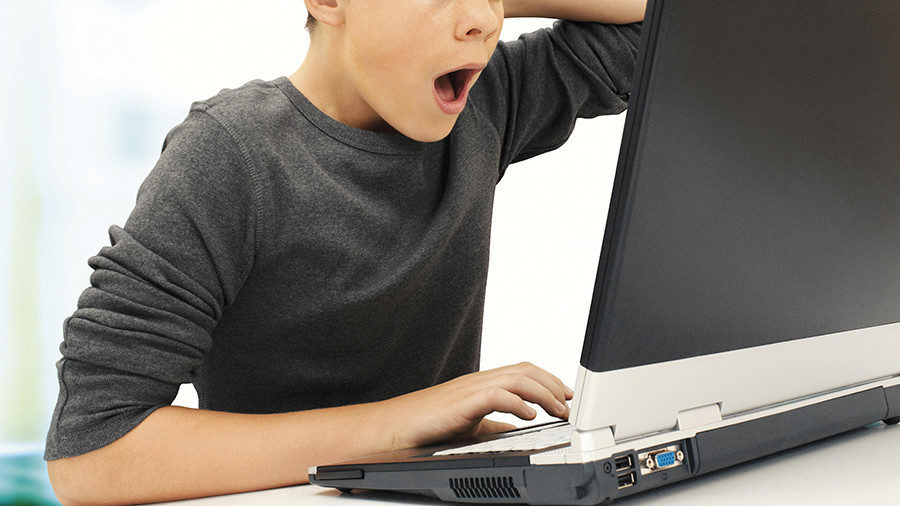 young boy computer