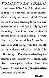 Mt. Idaho volcanic eruption 1881