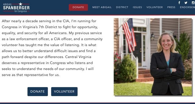 Click to enlarge Abigail Spanberger campaign website