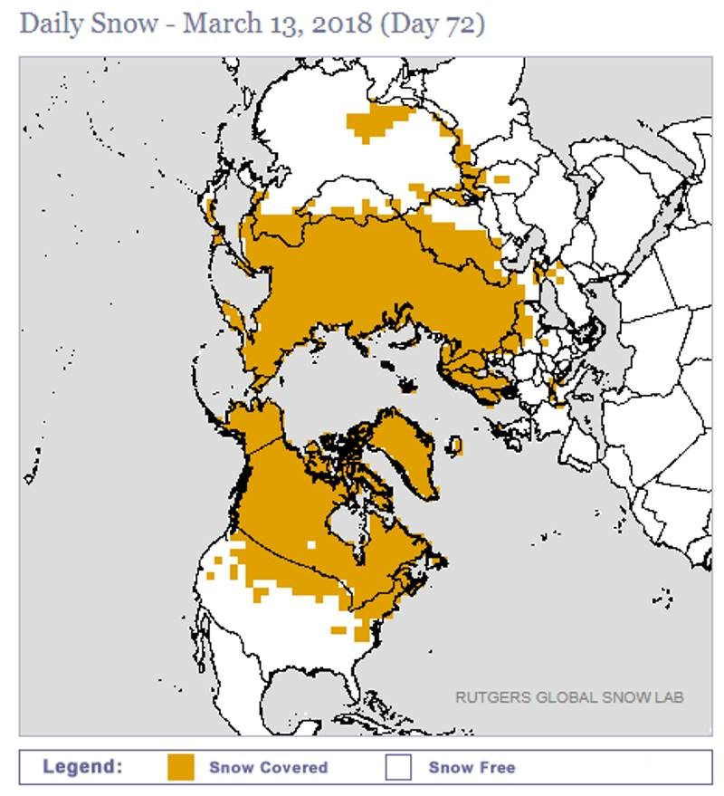 snow cover northern Hemisphere 2018