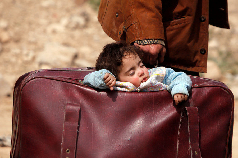 Child in the suitcase