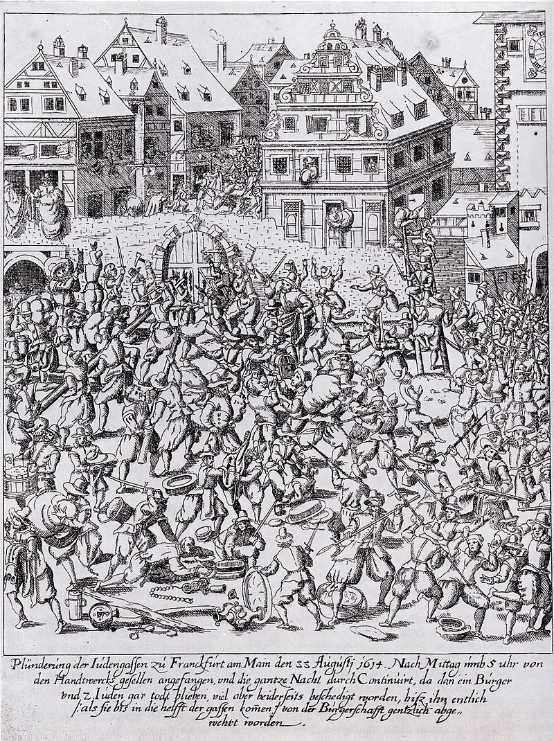 Click to enlarge The plundering of the Judengasse (Jewry) in Frankfurt on August 22, 1614