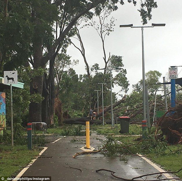 Residents have been told to stay inside and emergency services are only responsible for critical incidents until the category two storm passes