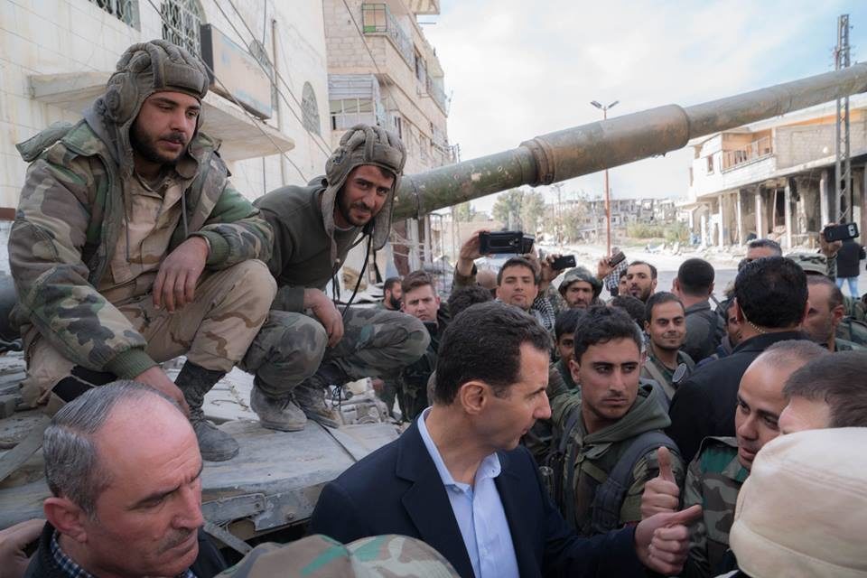 Click to enlarge Bashar al-Assad visited army positions in the Eastern Ghouta