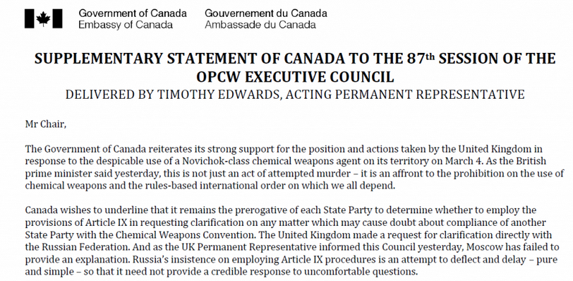 Statement of Canada