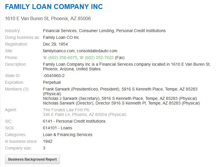Click to enlarge family loan co. Phoenix