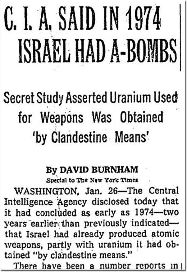 New York Times story from January 26, 1978 on the declassification of the “Summary and Conclusions
