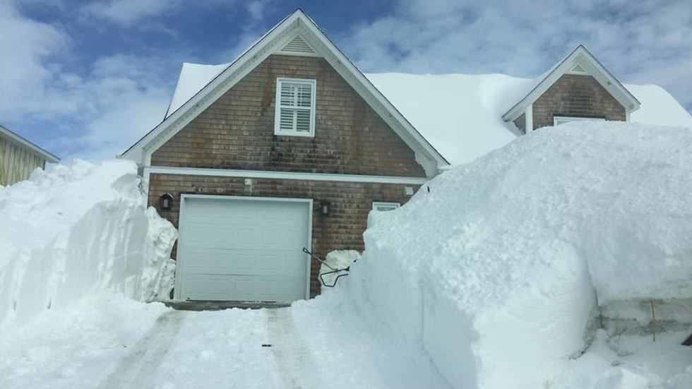 snowdrift in Bathurst, New Brunswick, Canada