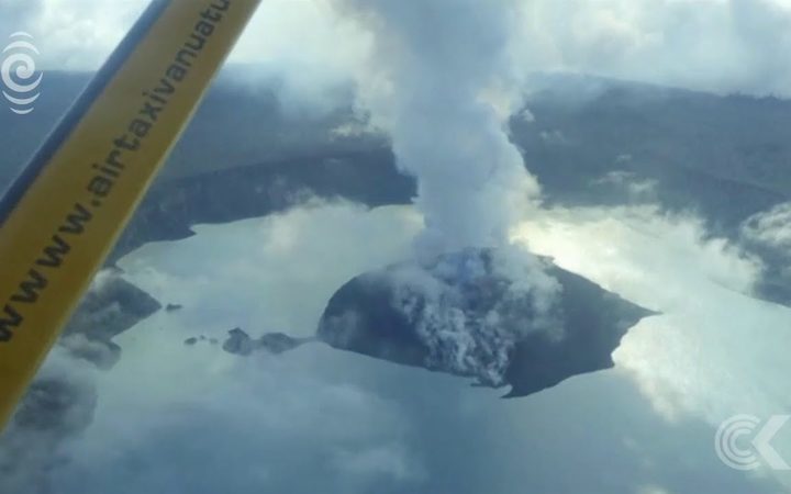The volcano on Ambae erupting in 2017.