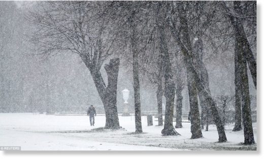 Click to enlarge A man makes his way through the ground of the Charlottenburg Palace, located in western Berlin, on Tuesday morning