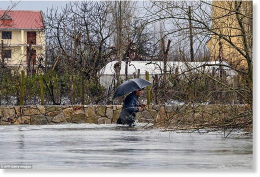 Around 800 people in the Albania village of Obot were left cut off from the rest of the country thanks to flooding that was also caused by melting snow