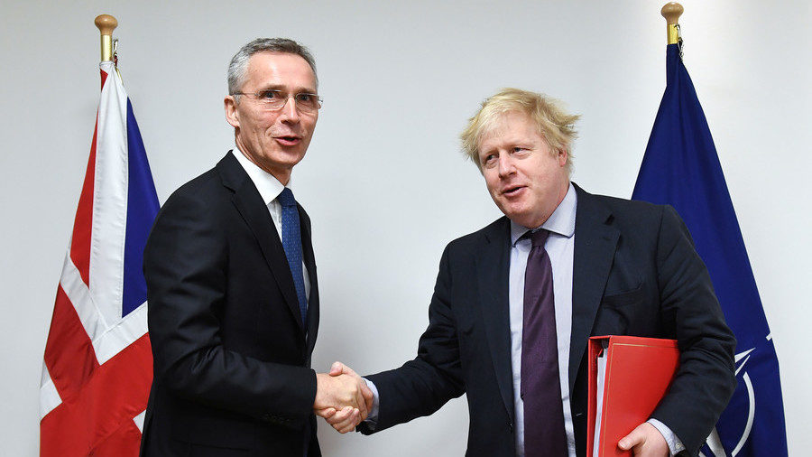 NATO Secretary-General Stoltenberg with British Foreign Secretary Johnson in Brussels.