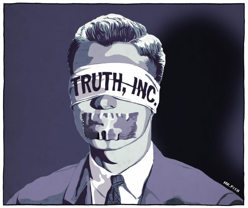 Truth censorship cartoon Mr Fish