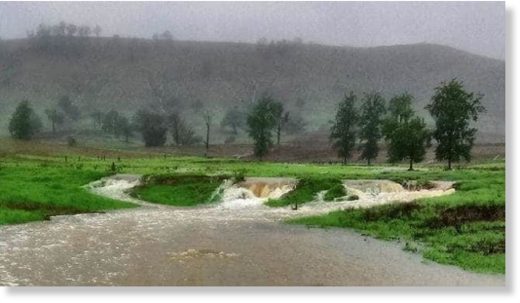 More than 287mm fell in the 36 hours to midday yesterday.