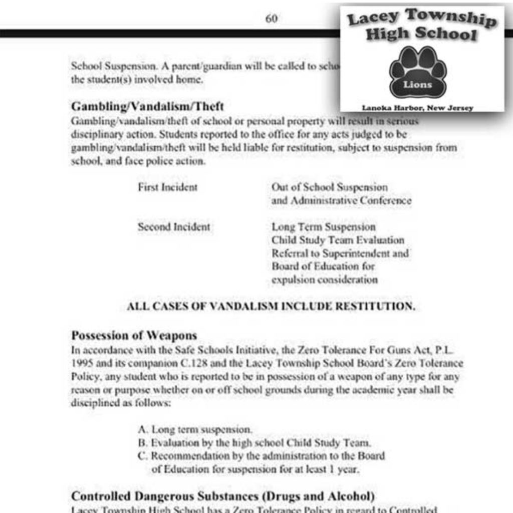 Lacy Township school letter