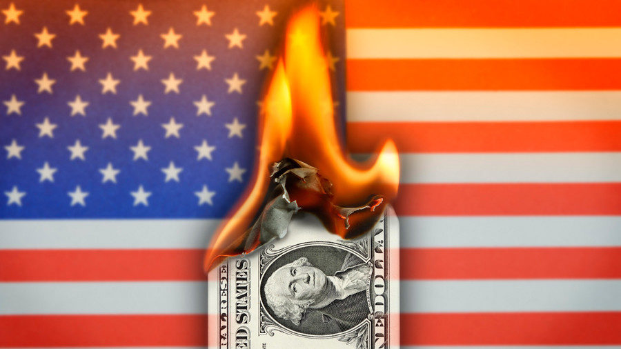 Click to enlarge burning dollar