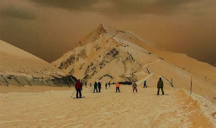 Orange snow in europe