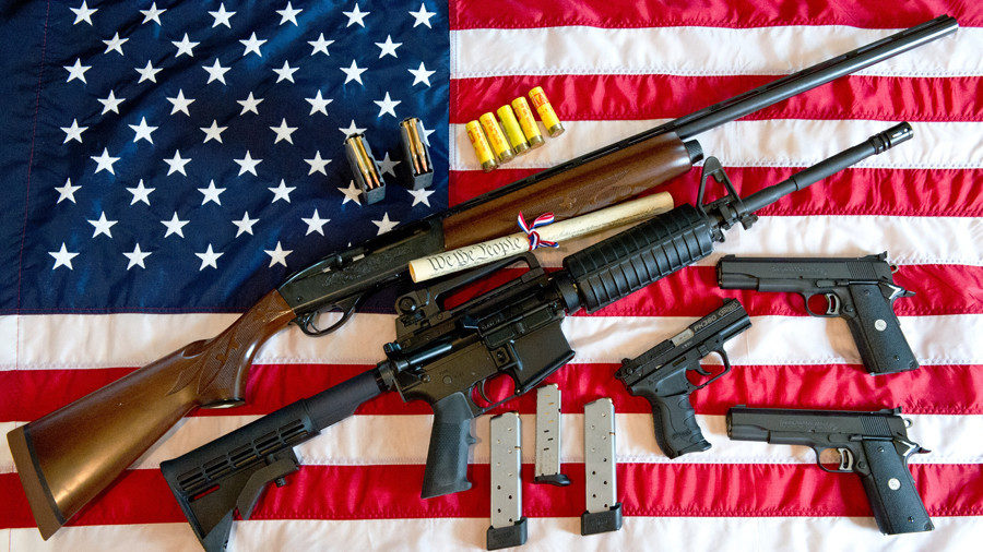 American flag and guns