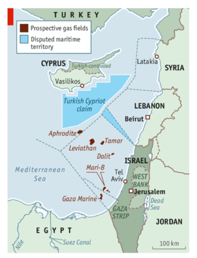 Click to enlarge gas fields mediterranean
