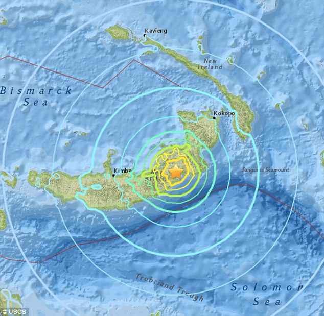 Click to enlarge A 6.9 magnitude earthquake hit off the coast of Papua New Guinea on Friday morning, sending people running out of buildings and triggering a tsunami warning