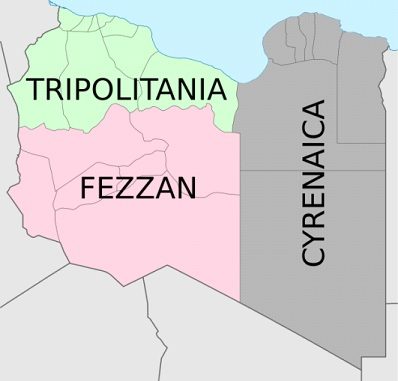Click to enlarge Libya three regions division
