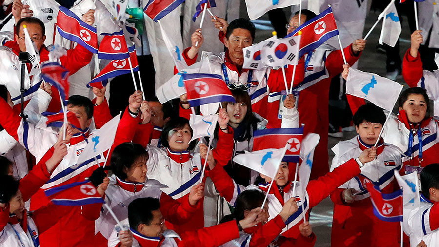 North Korean and South Korean athletes