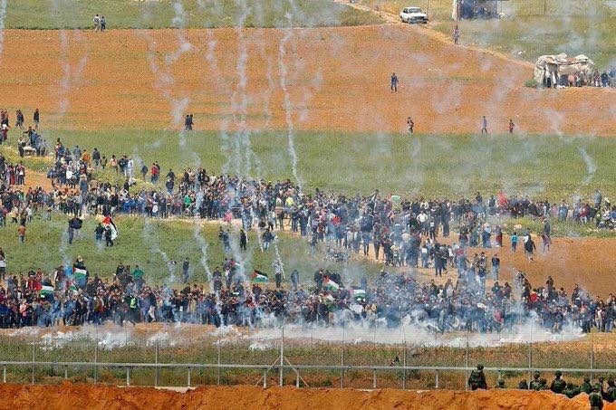 Click to enlarge tear gas protest gaza