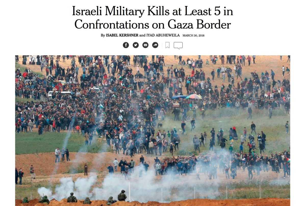 Gaza protesters tear gas 3-30-2018