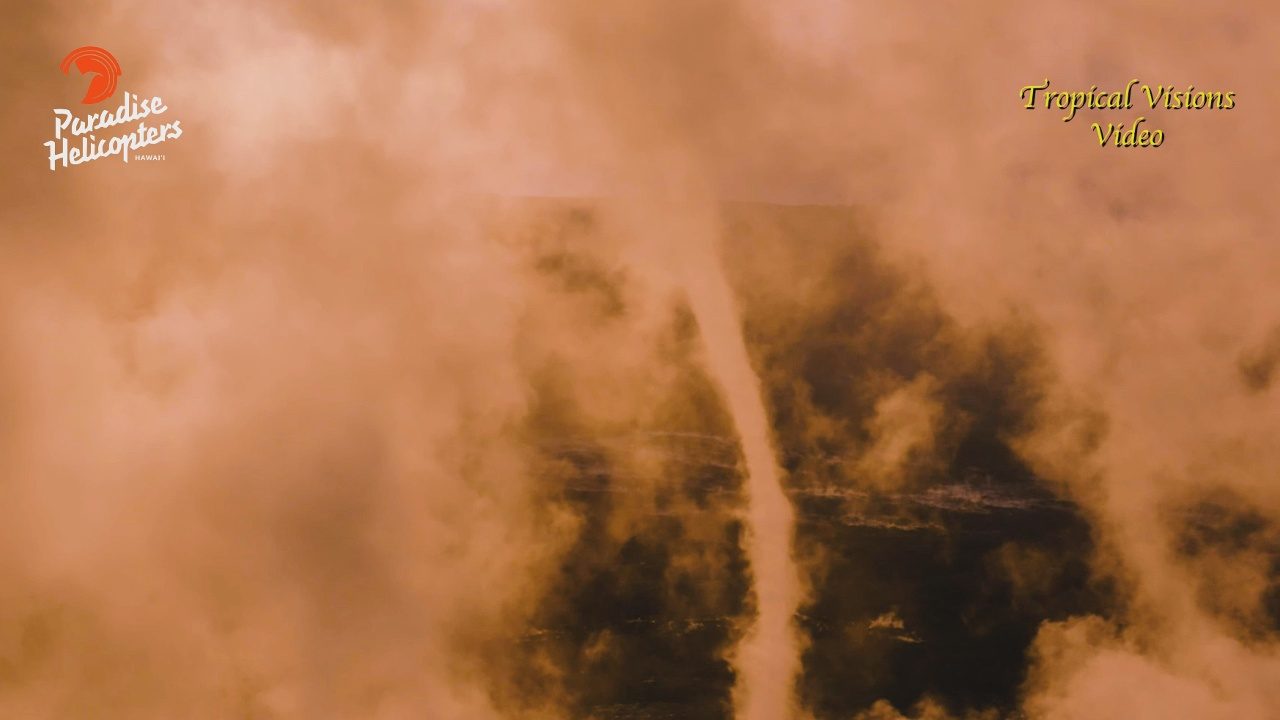 Close up of a vortex twisting over the 61g lava flow.