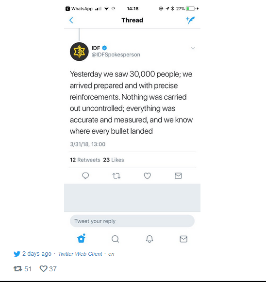 IDF tweet Gaza massacre