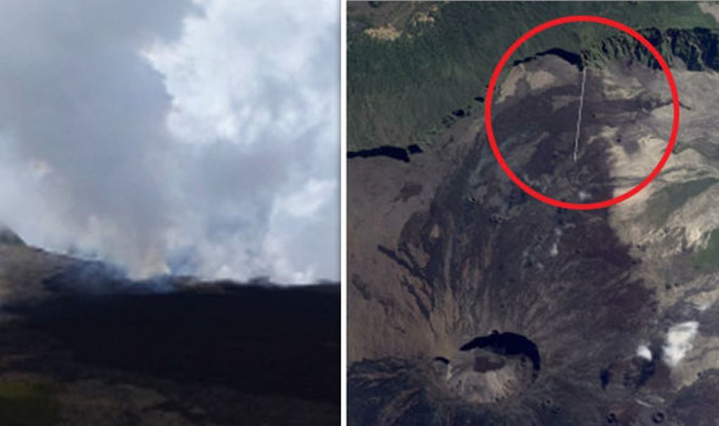 Piton de la Fournaise volcano on Reunion Island has erupted