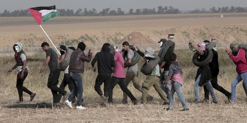 Click to enlarge Land Day protest Gaza