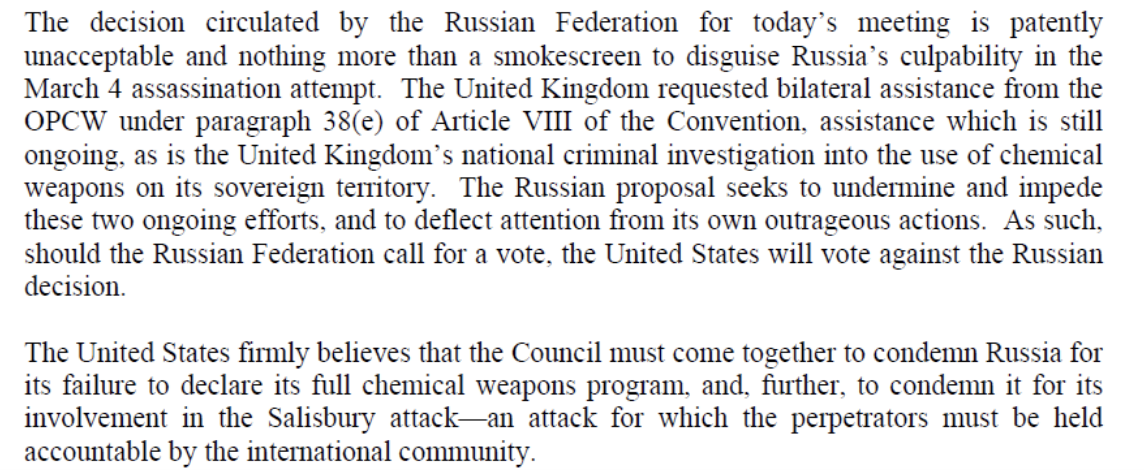 OPCW - US statement