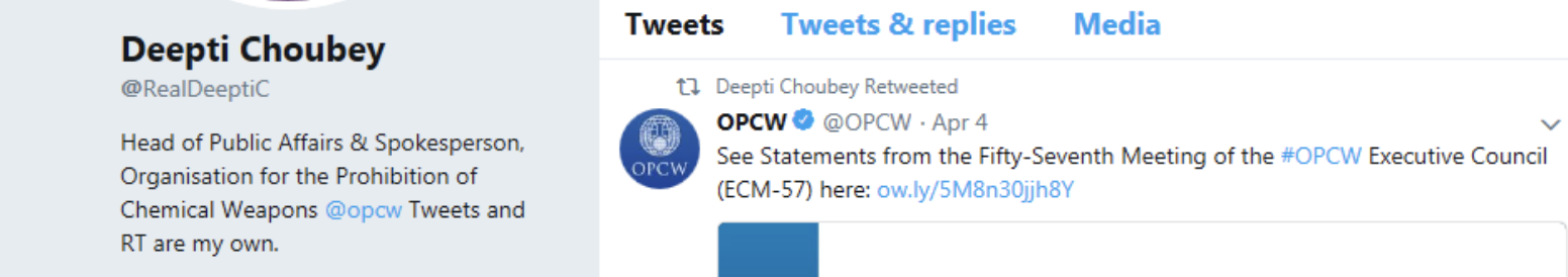 OPCW: Deepti Choubey tweets