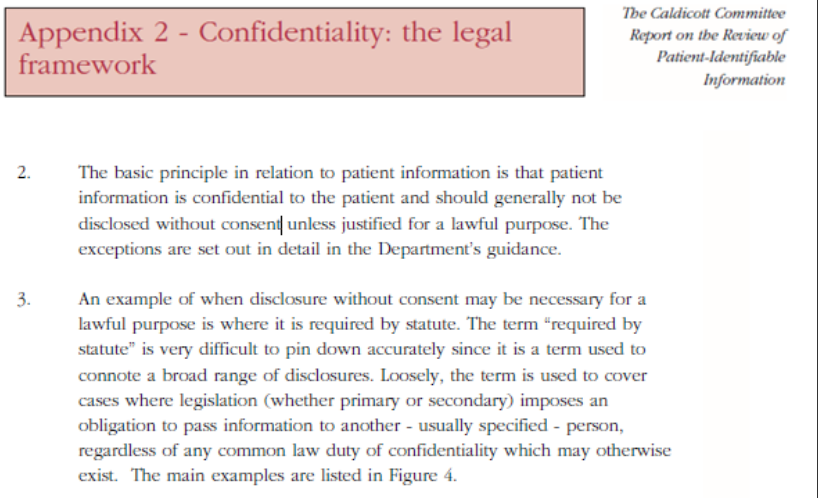Appendix 2 - Confidentiality: the legal framework