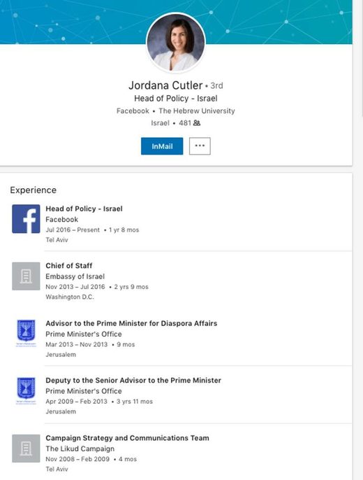 jordana cutler facebook hasbara