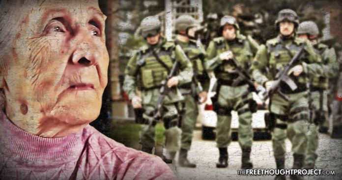 old woman and police