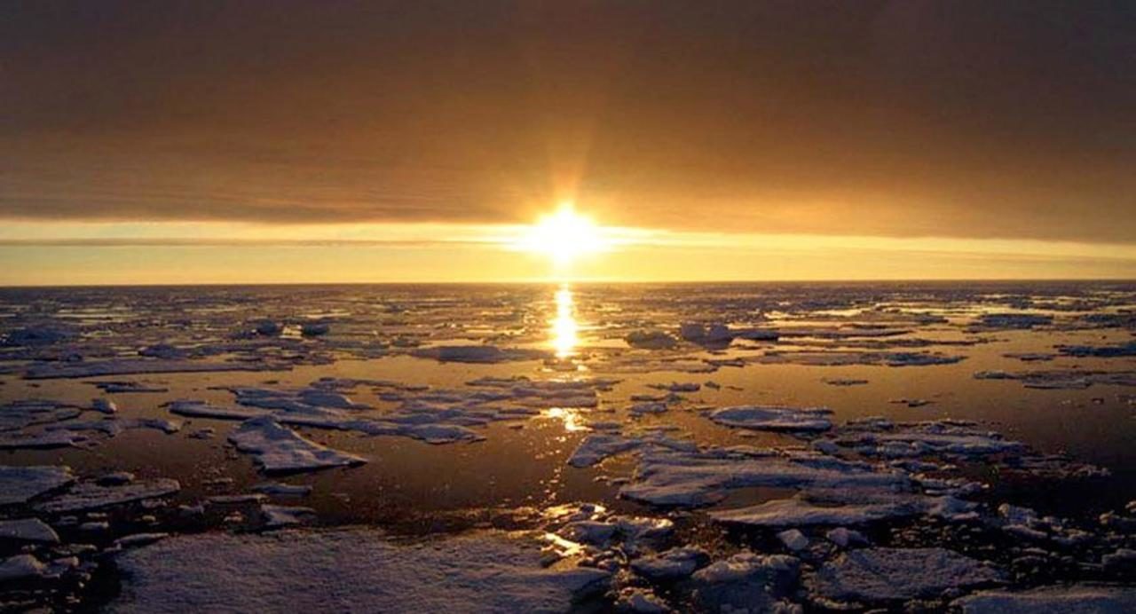 sunset on ice
