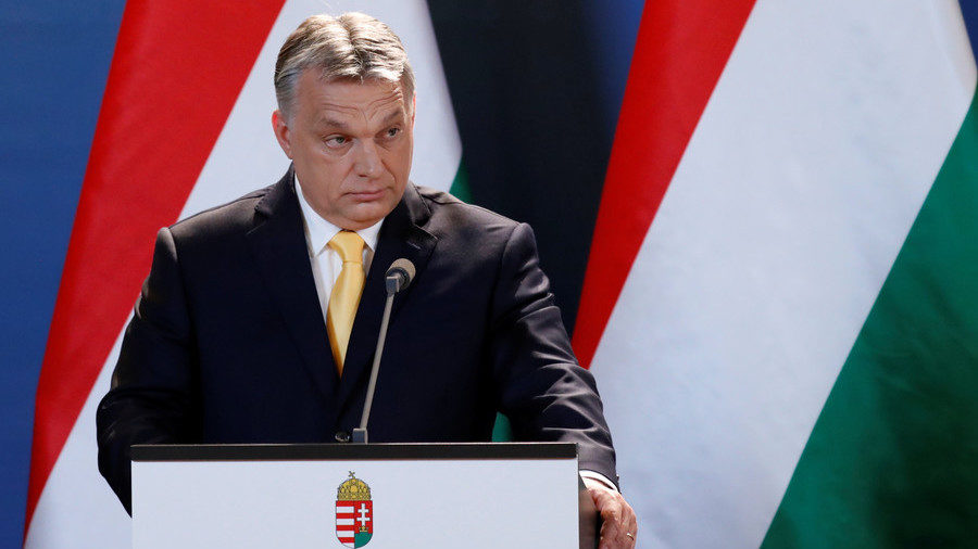 Click to enlarge Hungarian Prime Minister Viktor Orban speaks during a press conference in Budapest on 10 April, 2018.