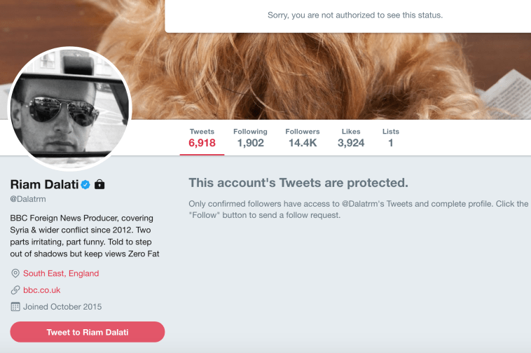 Click to enlarge Riam Dalati BBC journalist Twitter