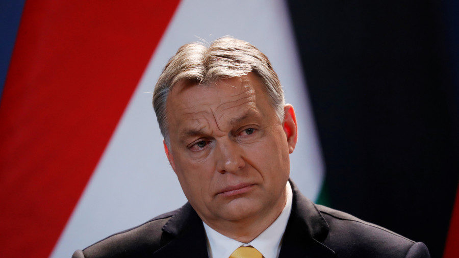 Viktor Orban during a press conference in Budapest on April 10.