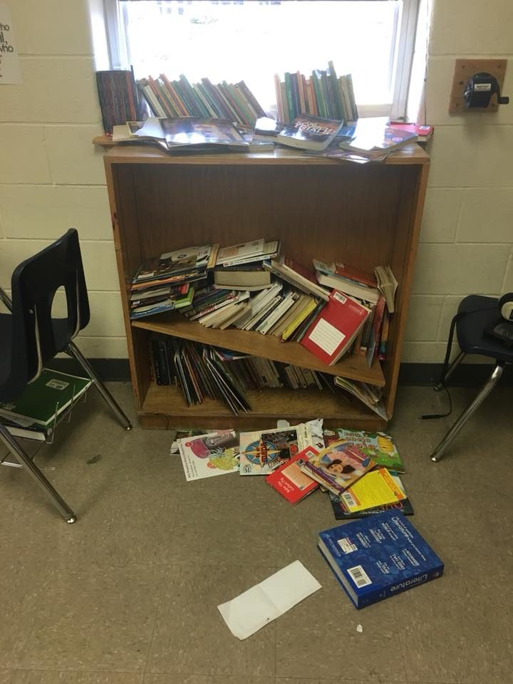 Click to enlarge trashed classroom