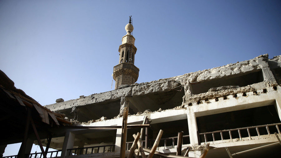 Ruins in Douma, the Syrian city where OPCW inspectors are expected to visit