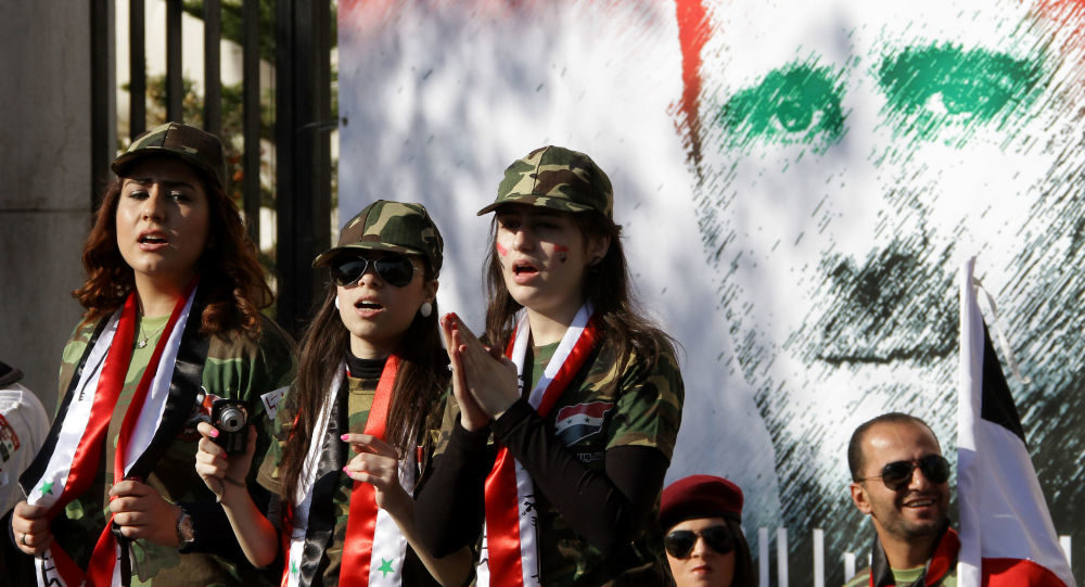 Syrian girls Assad supporters