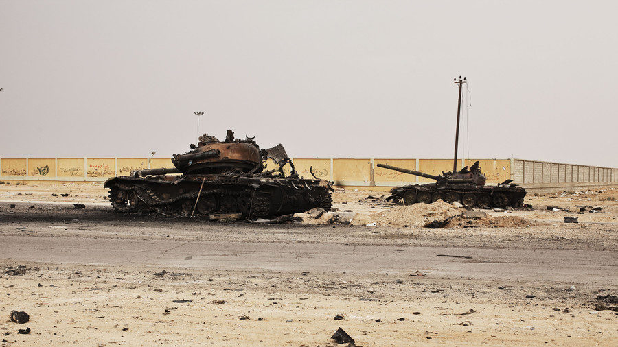 Click to enlarge Libyan government tanks destroyed by Western air strikes in 2011