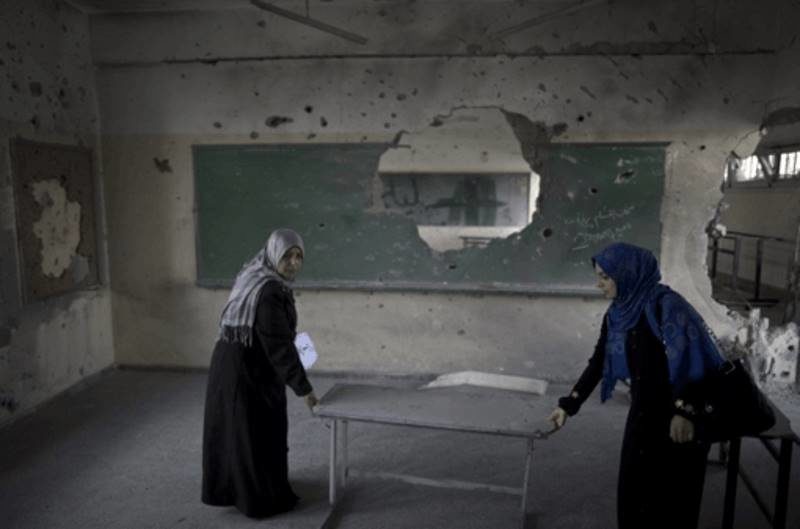 bombed gaza school