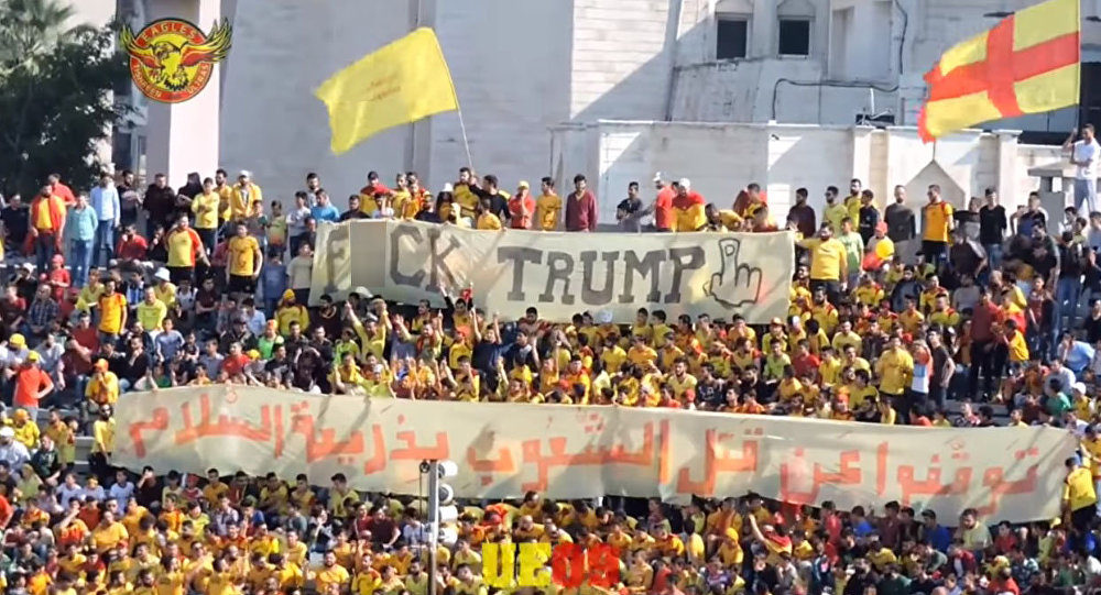 syrian sports fans f*ck Trump